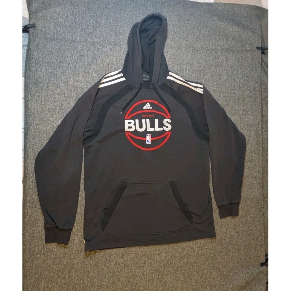 Chicago Bulls NBA Pullover Hoodie Adidas Men's Black Red XLT Sports Sweatshirt